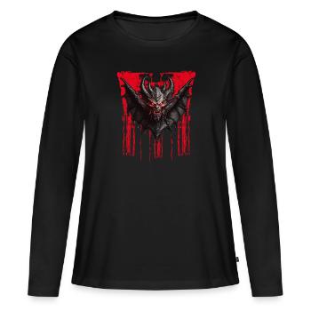 Diable chauve-souris diable - T-shirt manches longues Premium bio Femme - noir - Devant - Julia (174cm)