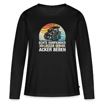 Traktor - Frauen Premium Bio Langarmshirt - Schwarz - Vorne - Julia (174cm)