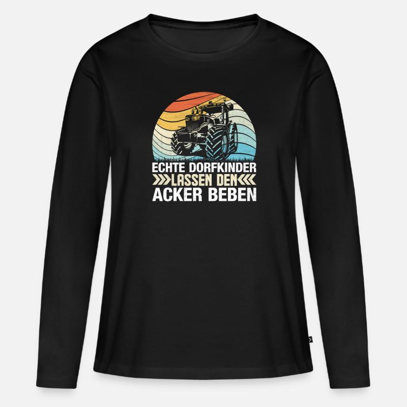 Traktor - Frauen Premium Bio Langarmshirt - Schwarz