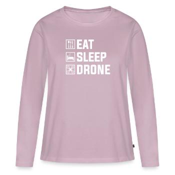 Manger Drone Répéter - T-shirt manches longues Premium bio Femme - rose poudré - Devant - Julia (174cm)