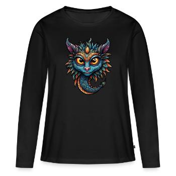 Créature fantastique adorable - T-shirt manches longues Premium bio Femme - noir - Devant - Julia (174cm)