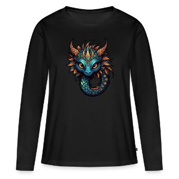 Créature fantastique adorable - T-shirt manches longues Premium bio Femme - noir - Devant - Julia (174cm)