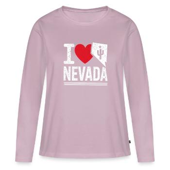 Ich Liebe Nevada | Männer Frauen - Frauen Premium Bio Langarmshirt - Altrosa - Vorne - Julia (174cm)