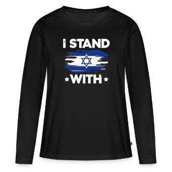 Je suis aux côtés d’Israël - T-shirt manches longues Premium bio Femme - noir - Devant - Julia (174cm)