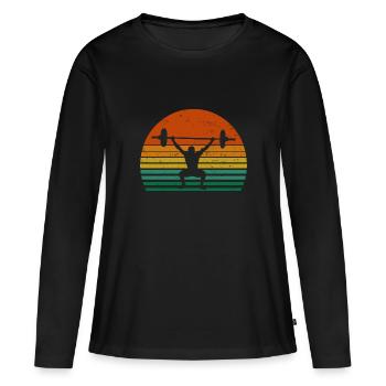 Bodybuilding vintage sunset - Frauen Premium Bio Langarmshirt - Schwarz - Vorne - Julia (174cm)