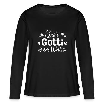 Beste Gotti Schweiz Patentante Gotti Saurus - Frauen Premium Bio Langarmshirt - Schwarz - Vorne - Julia (174cm)