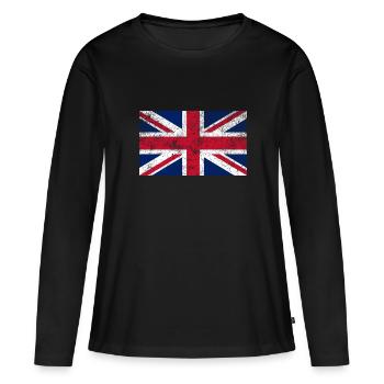 union jack - look d’occasion - T-shirt manches longues Premium bio Femme - noir - Devant - Julia (174cm)