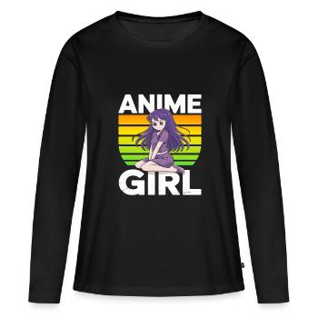 Anime Fille Teen Manga - T-shirt manches longues Premium bio Femme - noir - Devant - Julia (174cm)