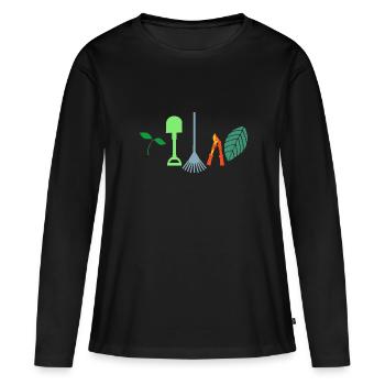 Gartenarbeit Gartengeräte - Frauen Premium Bio Langarmshirt - Schwarz - Vorne - Julia (174cm)