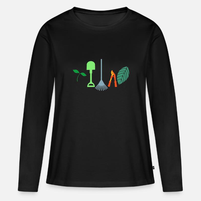 Gartenarbeit Gartengeräte - Frauen Premium Bio Langarmshirt - Schwarz
