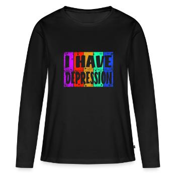 Je souffre de dépression - T-shirt manches longues Premium bio Femme - noir - Devant - Julia (174cm)