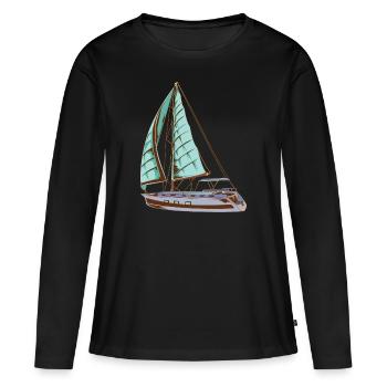 Voilier bateau bateau voilier voilier eau rosé cadeau - T-shirt manches longues Premium bio Femme - noir - Devant - Julia (174cm)