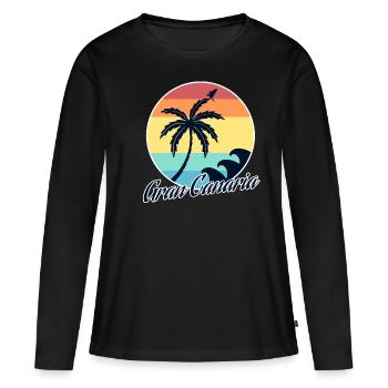 Gran Canaria - Frauen Premium Bio Langarmshirt - Schwarz - Vorne - Julia (174cm)