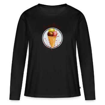 Eistüte / Eis Watercolor - Frauen Premium Bio Langarmshirt - Schwarz - Vorne - Julia (174cm)