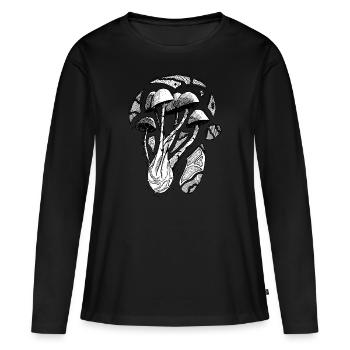 Pilze und Geometrie - Frauen Premium Bio Langarmshirt - Schwarz - Vorne - Julia (174cm)