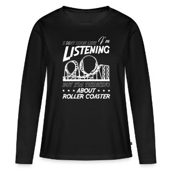 Je pense à Roller Coaster - T-shirt manches longues Premium bio Femme - noir - Devant - Julia (174cm)