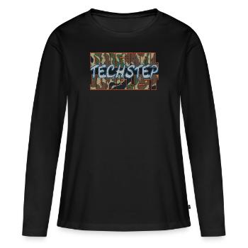 Original Techstep Junglist Camo Remix - Frauen Premium Bio Langarmshirt - Schwarz - Vorne - Julia (174cm)
