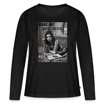 - Make Art Not War - - Frauen Premium Bio Langarmshirt - Schwarz - Vorne - Julia (174cm)