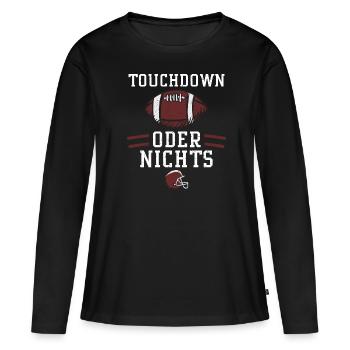 Touchdown oder nichts - Football - Frauen Premium Bio Langarmshirt - Schwarz - Vorne - Julia (174cm)