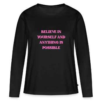 Croire - T-shirt manches longues Premium bio Femme - noir - Devant - Julia (174cm)