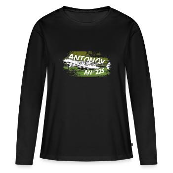 Antonov AN-225 avion fret aérien stratégique - T-shirt manches longues Premium bio Femme - noir - Devant - Julia (174cm)