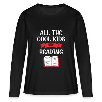 Bookworm Reading Enseignant d’école primaire - T-shirt manches longues Premium bio Femme - noir - Devant - Julia (174cm)