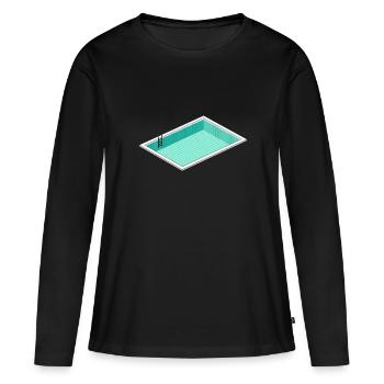 Piscine piscine - T-shirt manches longues Premium bio Femme - noir - Devant - Julia (174cm)