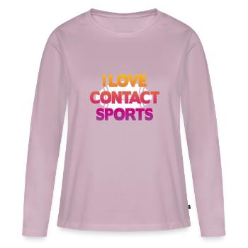 I love Contact Sports Football - Women's Premium Organic Long Sleeve Shirt - dusky pink - Front - Julia (174cm)