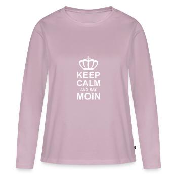 Keep Calm And Say Moin | Crown Vintage Retro - Women's Premium Organic Long Sleeve Shirt - dusky pink - Front - Julia (174cm)