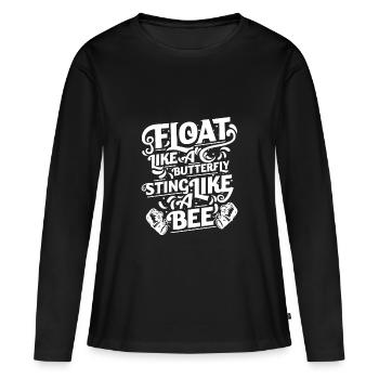 Float Like A Butterfly Bee | Citation Boxe Ali - T-shirt manches longues Premium bio Femme - noir - Devant - Julia (174cm)