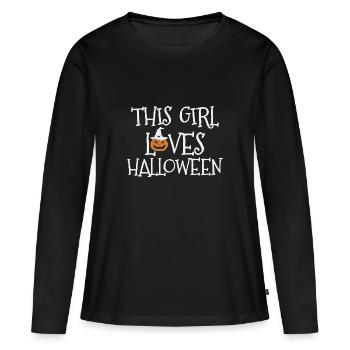 THIS GIRL LOVES HALLOWEEN - Women's Premium Organic Long Sleeve Shirt - black - Front - Julia (174cm)