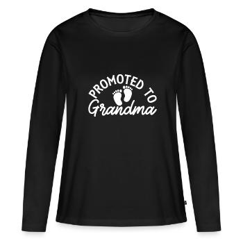 Befördert zur Oma Hallo Oma du wirst Oma - Frauen Premium Bio Langarmshirt - Schwarz - Vorne - Julia (174cm)