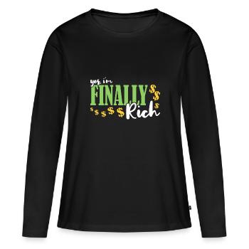 Oui, je suis enfin riche - T-shirt manches longues Premium bio Femme - noir - Devant - Julia (174cm)