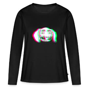 EDM - Chien - Glitch Rave Style - T-shirt manches longues Premium bio Femme - noir - Devant - Julia (174cm)