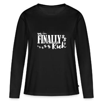 Oui, je suis enfin riche - T-shirt manches longues Premium bio Femme - noir - Devant - Julia (174cm)