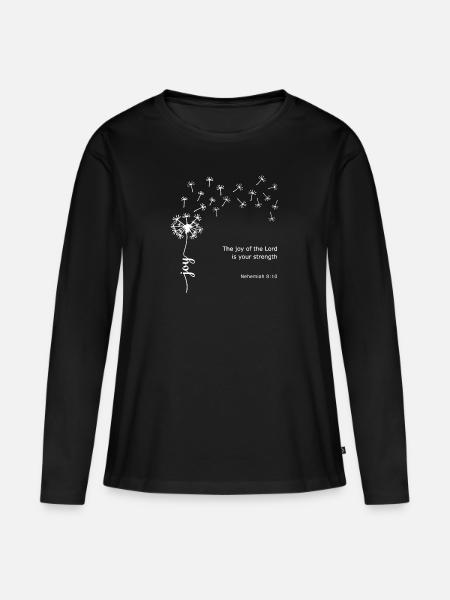 Freude Löwenzahn Christliches Design Nehemia 8:10 - Frauen Premium Bio Langarmshirt - Schwarz
