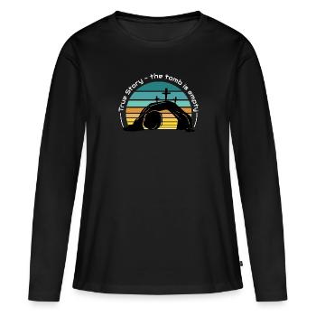 Wahre Geschichte das Grab ist leer - Frauen Premium Bio Langarmshirt - Schwarz - Vorne - Julia (174cm)