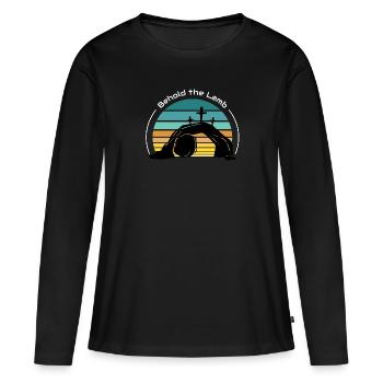 Seht das Lamm - Frauen Premium Bio Langarmshirt - Schwarz - Vorne - Julia (174cm)