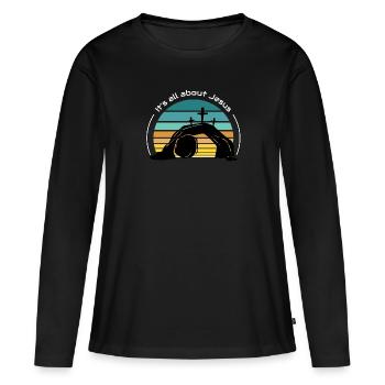 Tout tourne autour de Jésus - T-shirt manches longues Premium bio Femme - noir - Devant - Julia (174cm)