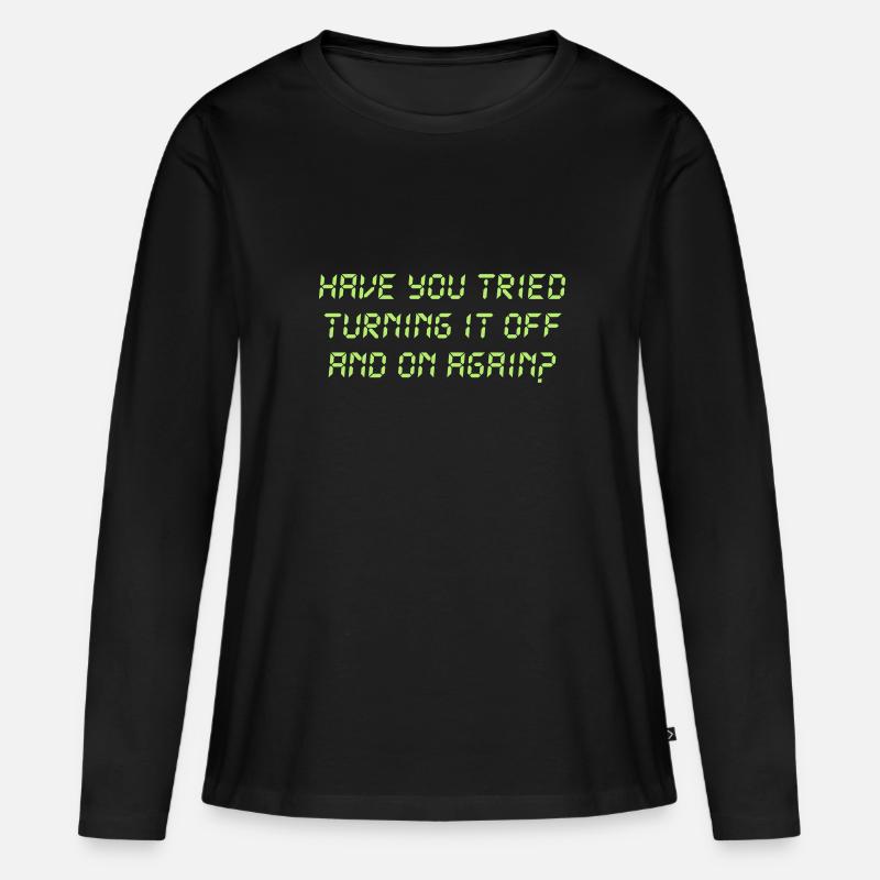 Turning off and on - Frauen Premium Bio Langarmshirt - Schwarz
