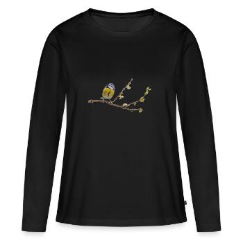 Blaumeise - Frauen Premium Bio Langarmshirt - Schwarz - Vorne - Julia (174cm)