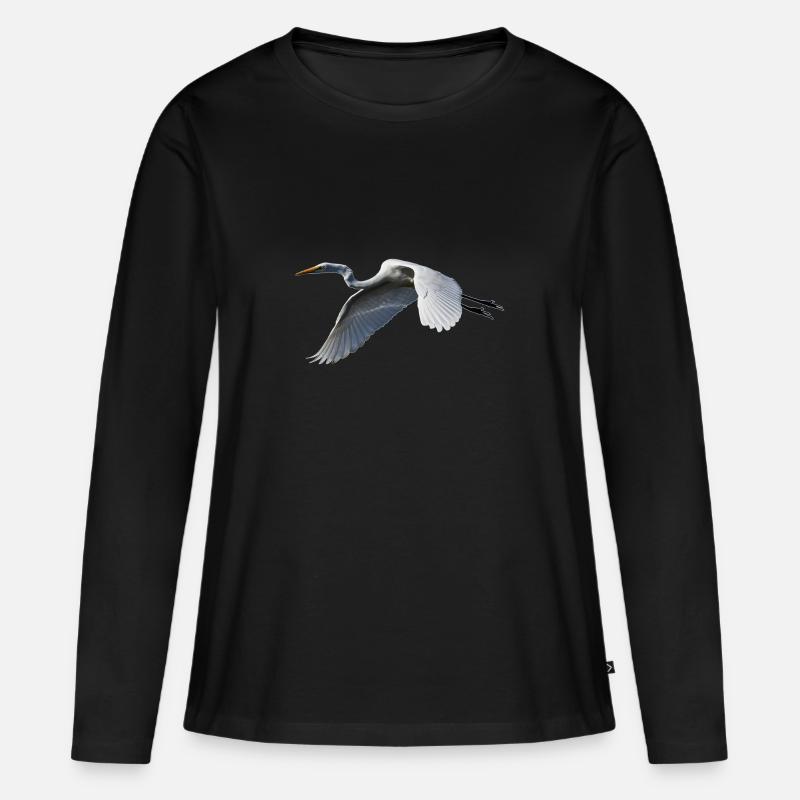 Kranich - Frauen Premium Bio Langarmshirt - Schwarz