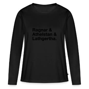 Ragnar & Athelstan & Lathgertha - T-shirt manches longues Premium bio Femme - noir - Devant - Julia (174cm)
