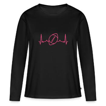 J'adore le football J'aime le football américain de rugby - T-shirt manches longues Premium bio Femme - noir - Devant - Julia (174cm)