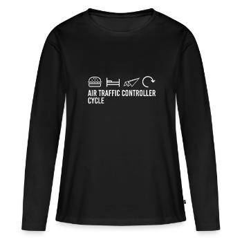 Cycle du trafic aérien - T-shirt manches longues Premium bio Femme - noir - Devant - Julia (174cm)