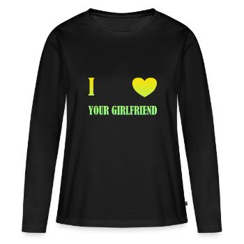 J’aime ta petite amie - T-shirt manches longues Premium bio Femme - noir - Devant - Julia (174cm)