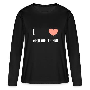 J’aime ta petite amie - T-shirt manches longues Premium bio Femme - noir - Devant - Julia (174cm)
