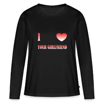 J’aime ta petite amie - T-shirt manches longues Premium bio Femme - noir - Devant - Julia (174cm)