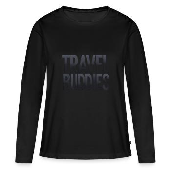 Travel Buddies – Design minimaliste - T-shirt manches longues Premium bio Femme - noir - Devant - Julia (174cm)