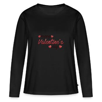 heureux citations d'affiliation amour spécial Saint Valentin - T-shirt manches longues Premium bio Femme - noir - Devant - Julia (174cm)